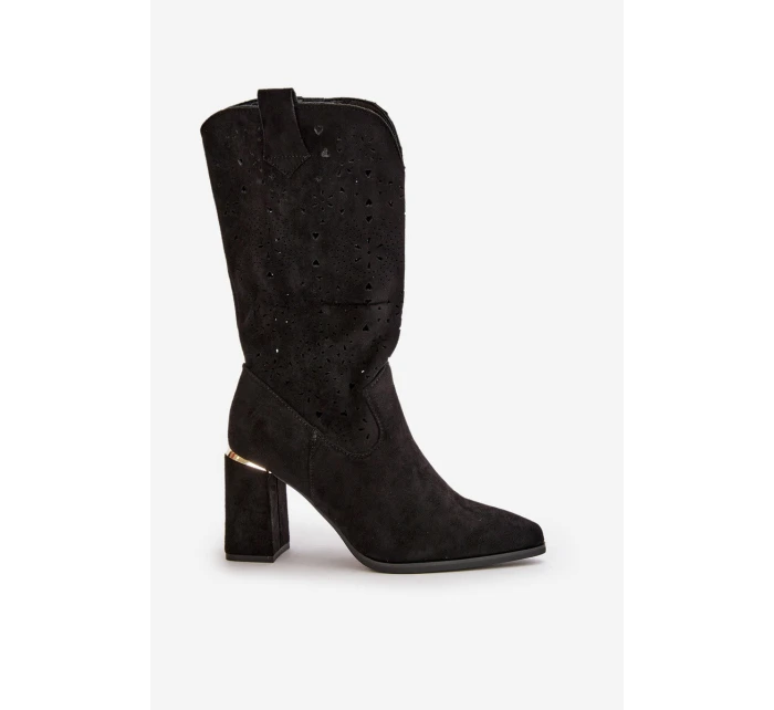 Dámské černé zamilované botky s podpatkem a špičatou špičkou Nevithra