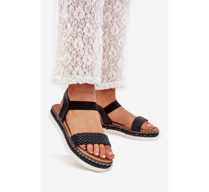 Dámské Sandály S Pletením Na Ozdobené Platformě Černé model 21703728 - Boto Dámské Sandály S Pletením Na Ozdobené Platformě Černé model 21703728 - Boto