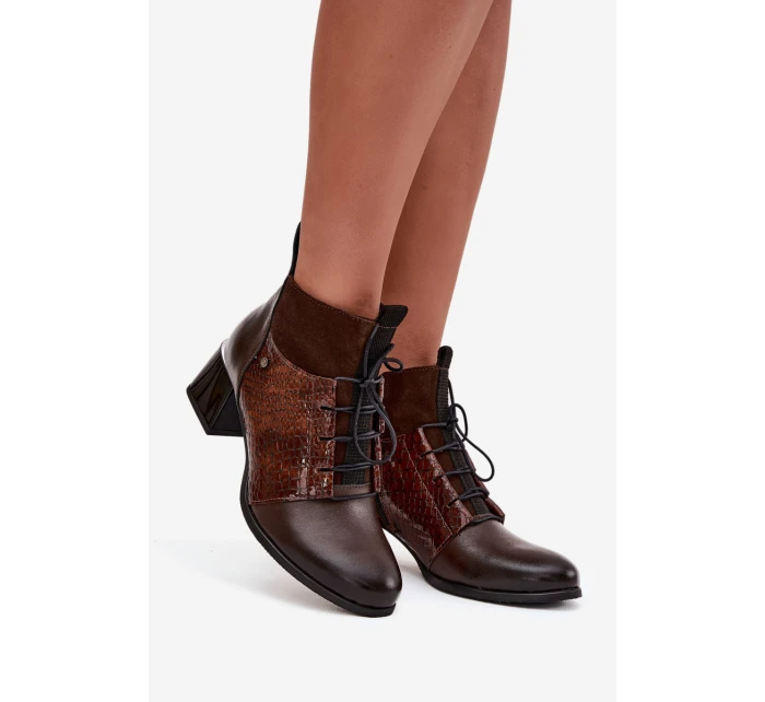 model 21712117 kožené kotníčkové boty na podpatku vyhřívané čokoládové - Zazoo model 21712117 kožené kotníčkové boty na podpatku vyhřívané čokoládové - Zazoo