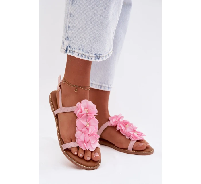 Dámské sandály Ploché S Ozdobnými Růžové model 21961058 - Boto