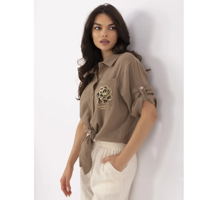 Koszula DHJ KS ciemny bezowy model 21129493 - FPrice Koszula DHJ KS ciemny bezowy model 21129493 - FPrice