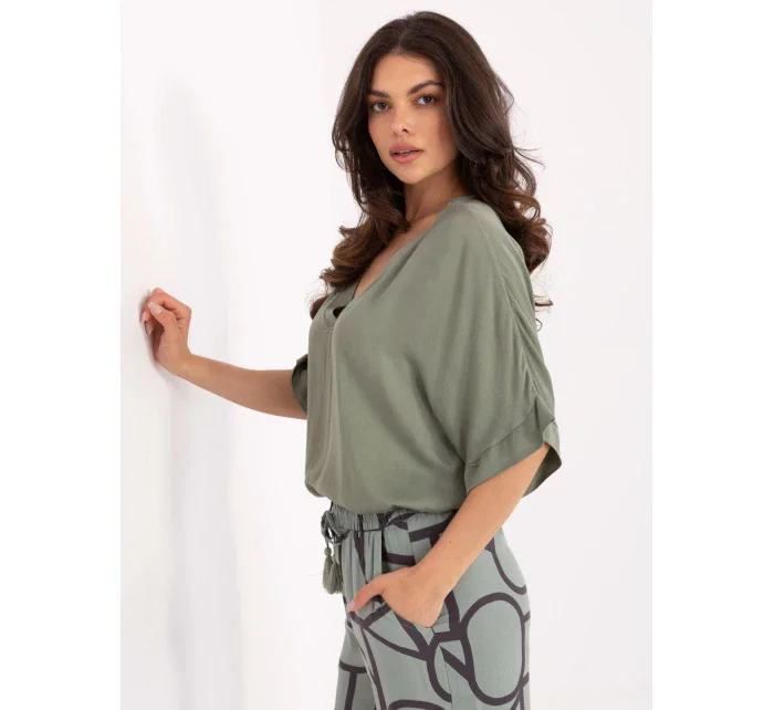 Bluzka TW BZ BI model 21190928 khaki - FPrice Bluzka TW BZ BI model 21190928 khaki - FPrice