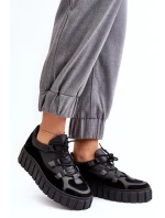 Dámská kožená sportovní obuv na platformě Zazoo Black Dámská kožená sportovní obuv na platformě Zazoo Black