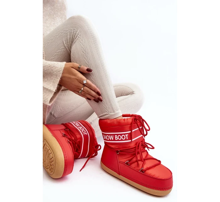 Dámské červené boty do sněhu se zavazováním Soia Dámské červené boty do sněhu se zavazováním Soia