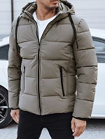 Pánská prošívaná zimní bunda s kapucí béžová FashionStreet TX5065