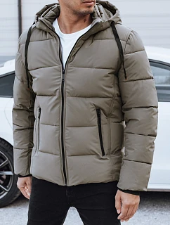 Pánská prošívaná zimní bunda s kapucí béžová model 21991492 - FashionStreet