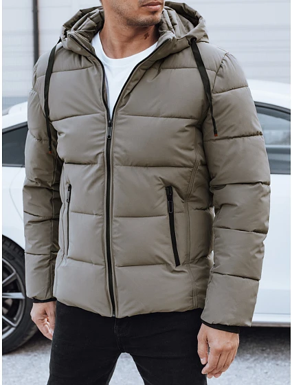 Pánská prošívaná zimní bunda s kapucí béžová model 21991492 - FashionStreet Pánská prošívaná zimní bunda s kapucí béžová model 21991492 - FashionStreet