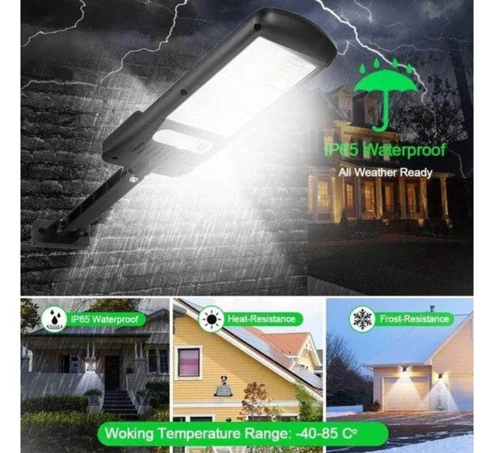 POULIČNÍ LAMPA SOLÁRNÍ LUCERNA 120LED + DÁLKOVÉ OVLÁDÁNÍ POHYBOVÝ A SOUMRAKOVÝ SENZOR