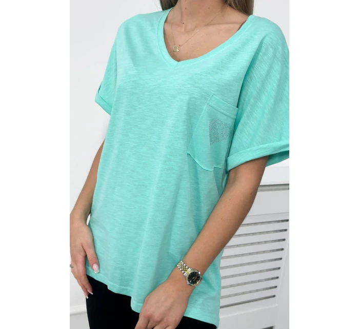 Bavlněná halenka s kapsičkou mint