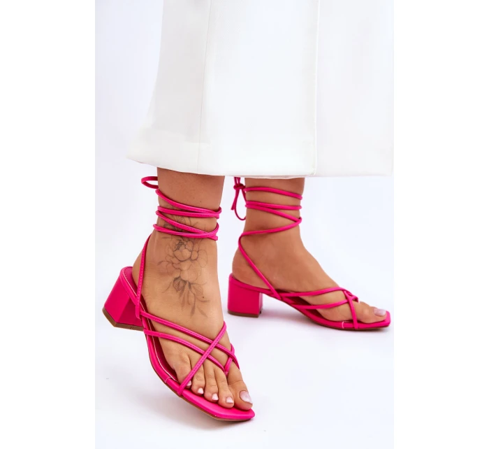Vázané Sandály S Vysokými Podpatky Růžový Secret Love Vázané Sandály S Vysokými Podpatky Růžový Secret Love