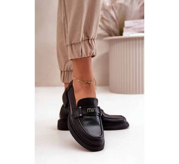 Elegantní Dámské Mokasiny Z Přírodní Kůže Černé Vinceza 91114