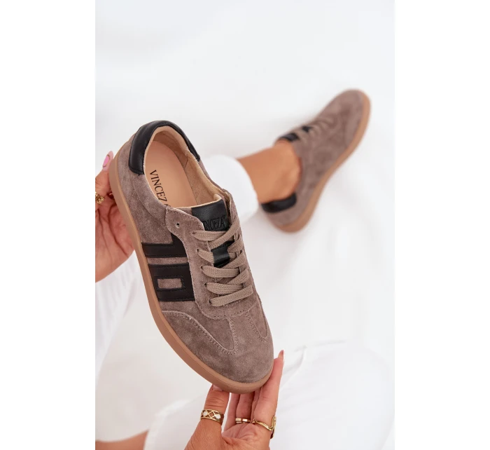 Dámské Semišové Tenisky model 21704966 Tmavě Béžové - VINCEZA