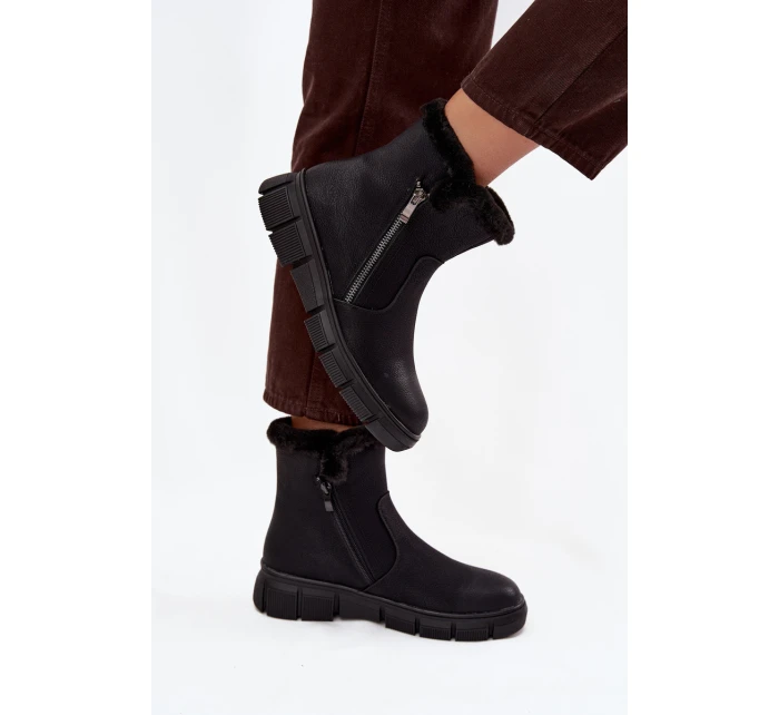 Dámské sněhule na platformě s kožešinou Černé model 21714521 - EVENTO Dámské sněhule na platformě s kožešinou Černé model 21714521 - EVENTO