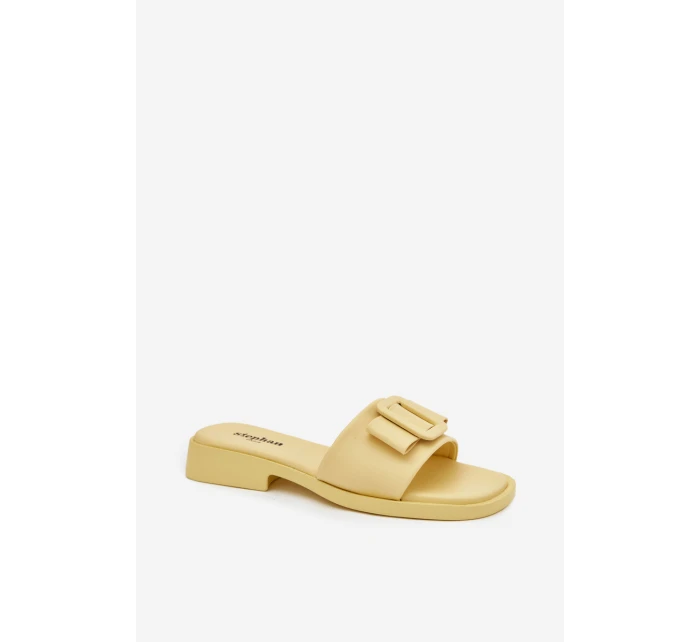 Dámské nazouváky s nízkým podpatkem s přezkou Žluté Melivra