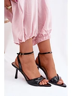 Dámské sandály na podpatku z eko kůže Černé Sedira Dámské sandály na podpatku z eko kůže Černé Sedira