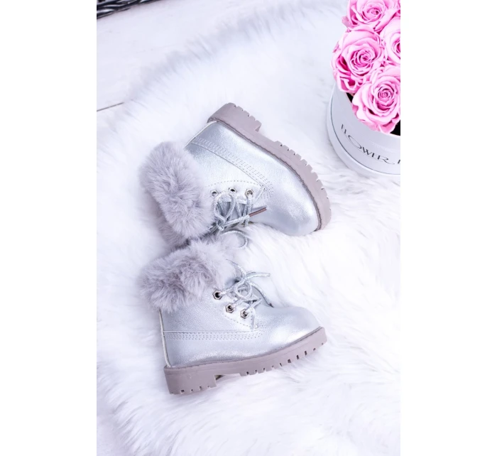 Stříbrné izolované dětské boty Trapery Fobos Stříbrné izolované dětské boty Trapery Fobos