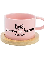 KÁVA, PROTOŽE NA KOKAIN NEMÁM - růžový hrníček makronka 200 ml