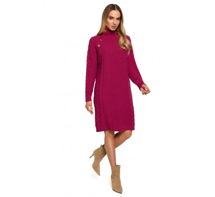Dámské svetrové šaty s vysokým límcem M635 - Moe