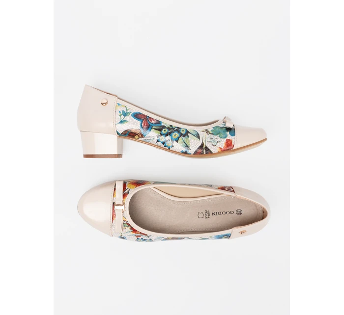 Luxusní dámské  lodičky vícebarevné na širokém podpatku