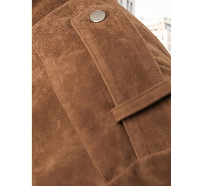 Dámská semišová bunda bomber světle hnědá FashionStreet TY5644