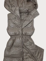 Dámská vesta s rovným střihem tmavě béžová (5M3186-84)