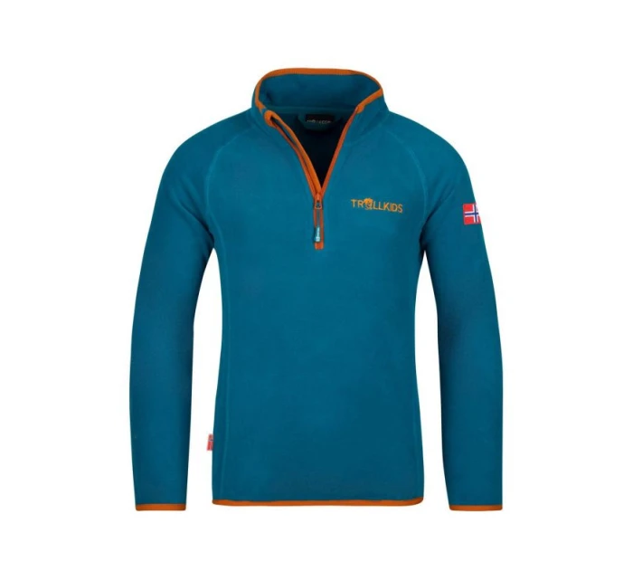 Unisex fleecová mikina Trollkids Kids Nordland Half Zip deep lagoon/cinnamon lehká a prodyšná modrá (707-178)
