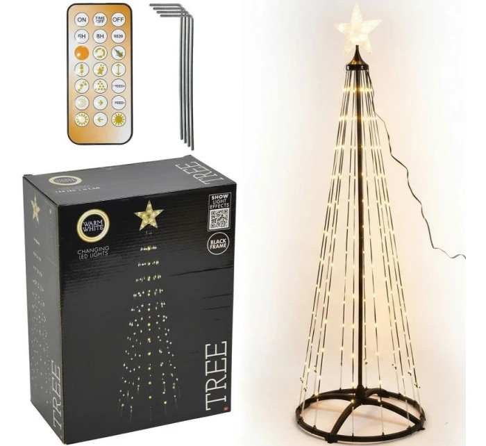 DEKORATIVNÍ VÁNOČNÍ STROMEK 550LED TEPLÁ BÍLÁ 300CM ČERNÁ