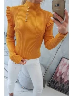 halenka s knoflíky hořčicové barvy model 21753022 - K-Fashion halenka s knoflíky hořčicové barvy model 21753022 - K-Fashion