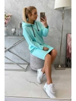 Šaty s kapucí a bočním rozparkem mint