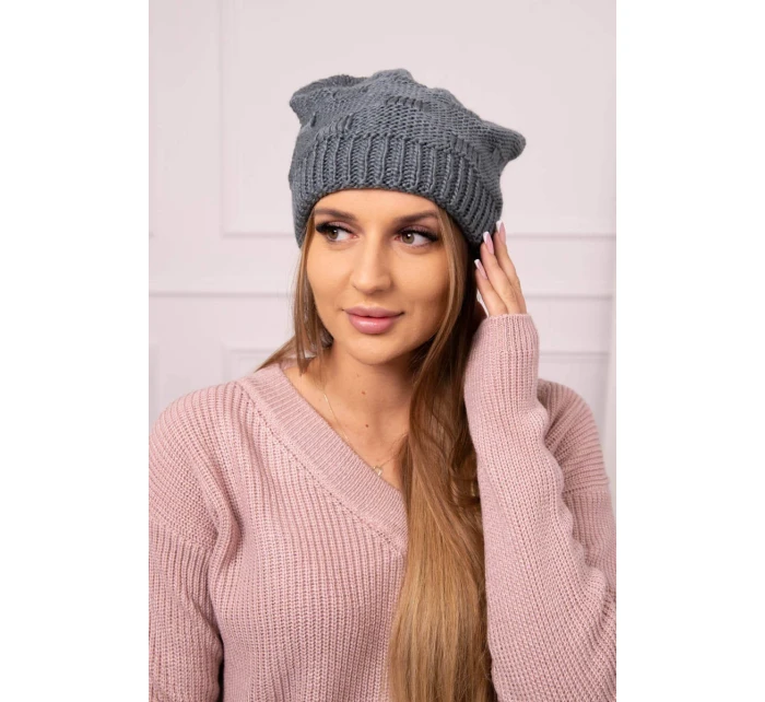 Dámská čepice tmavě šedá model 18752357 - K-Fashion Dámská čepice tmavě šedá model 18752357 - K-Fashion