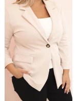 Dámská viskózová plus size s dlouhým rukávem a límcem béžová Dámská viskózová plus size s dlouhým rukávem a límcem béžová