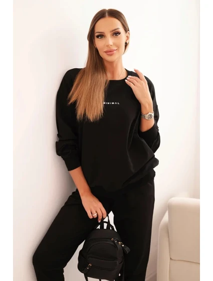 Dámská bavlněná souprava s potiskem Minimal černý Dámská bavlněná souprava s potiskem Minimal černý