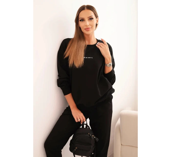 Dámská bavlněná souprava s potiskem Minimal černý Dámská bavlněná souprava s potiskem Minimal černý