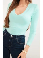 Dámská blůza s výstřihem do V a dlouhým rukávem mátová
