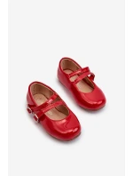 Lakované dětské baletky s červenými proužky Margenis
