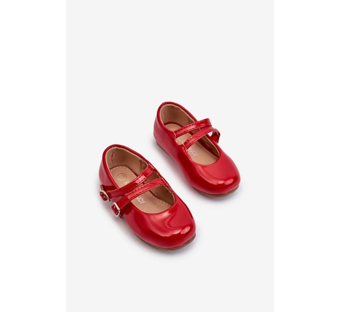 Lakované dětské baletky s červenými proužky Margenis