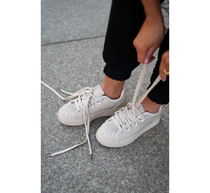 Dámské tenisky se zdobením na platformě béžové Eanneth Dámské tenisky se zdobením na platformě béžové Eanneth