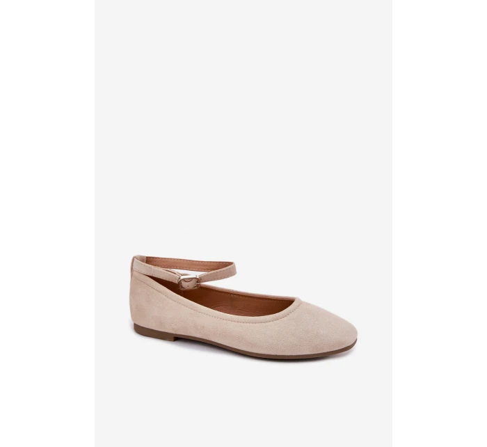 Eko Semišové Baletky S Páskem A Přezkou Béžové model 21698991 - Boto
