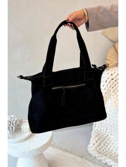 Kožená semišová kabelka s kapsami černá model 21728409 - Boto