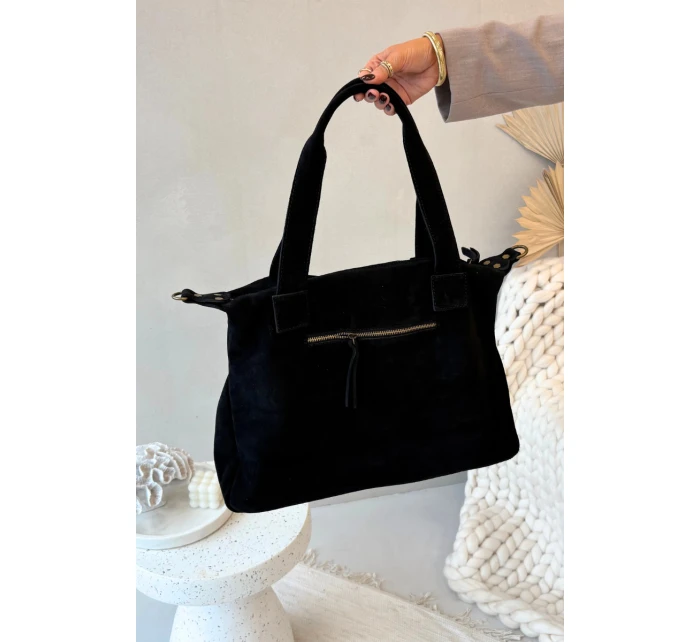 Kožená semišová kabelka s kapsami černá model 21728409 - Boto