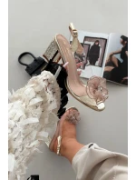 Sandály na podpatku s ozdobou D&A model 21900326 zlaté - S.Barski