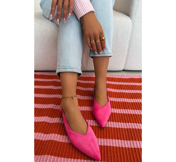 Baleríny s Zlatým Přezkou Eco Semišové Růžové model 21937565 - Boto