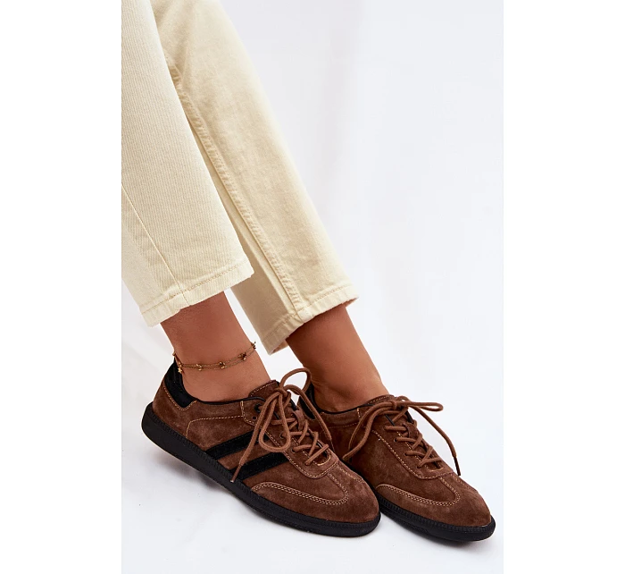 Kožené semišové dámské tenisky hnědé model 22100244 - Boto Kožené semišové dámské tenisky hnědé model 22100244 - Boto
