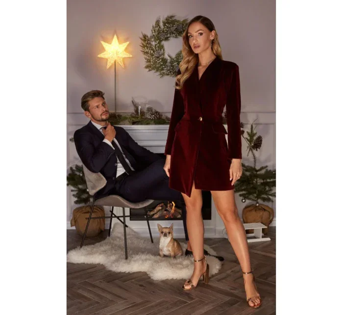 Sametové šaty vínové model 18003082 - Moe