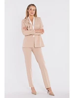 S432 Elegantní sako s ozdobnou mašlí - béžové