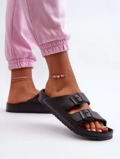 Dámské pěnové pantofle s přezkami Černá Luciene