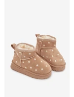 Dětské sněhule zdobené květinami Gracina – béžové Dětské sněhule zdobené květinami Gracina – béžové