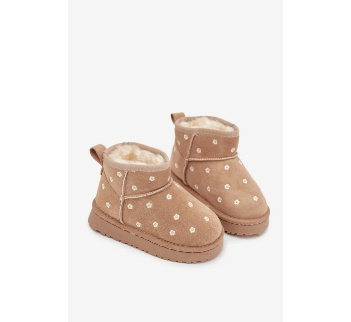 Dětské sněhule zdobené květinami Gracina – béžové Dětské sněhule zdobené květinami Gracina – béžové