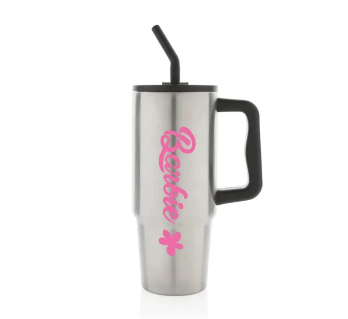 BARBIE - stříbrný cestovní termohrnek 900 ml  