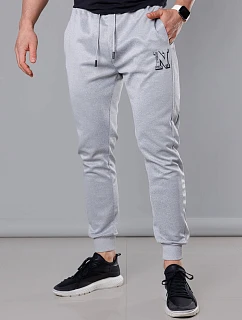 Světle šedé pánské teplákové kalhoty s potiskem model 18347910 - J.STYLE